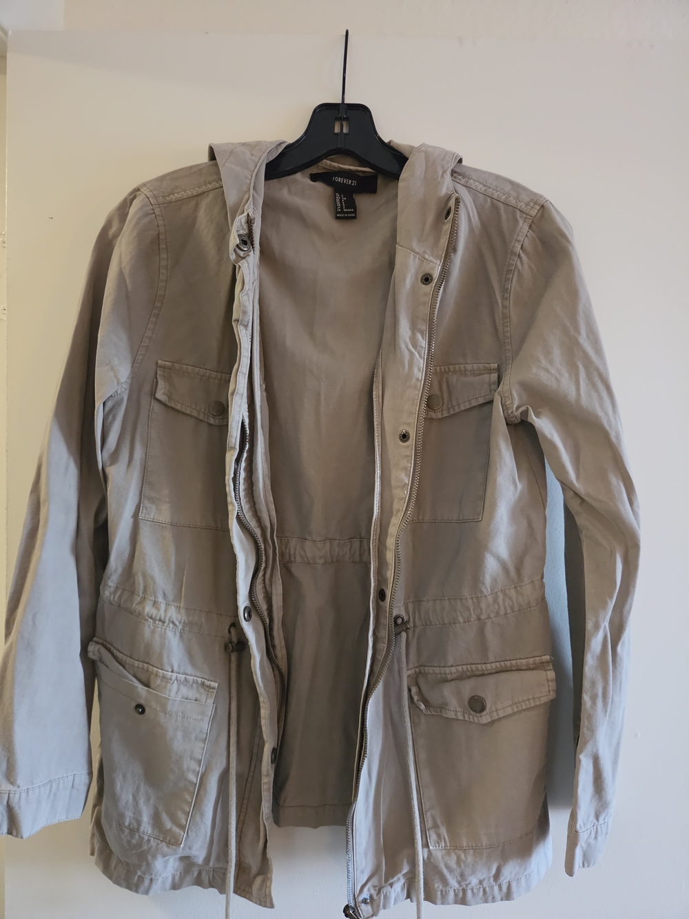 Forever 21 Beige Hooded Field Jacket